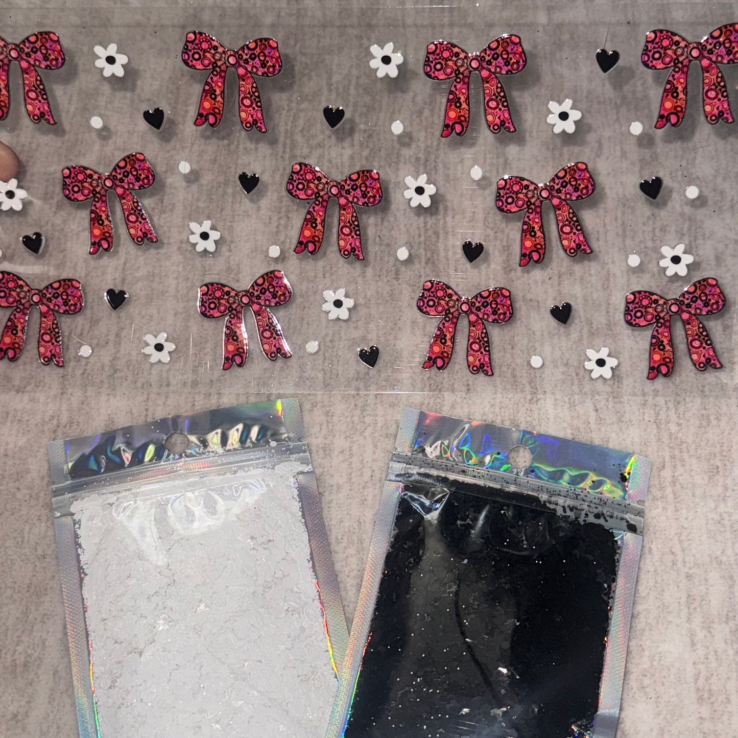 Bows UV DTF 16oz cup wrap and Glitter Bundle