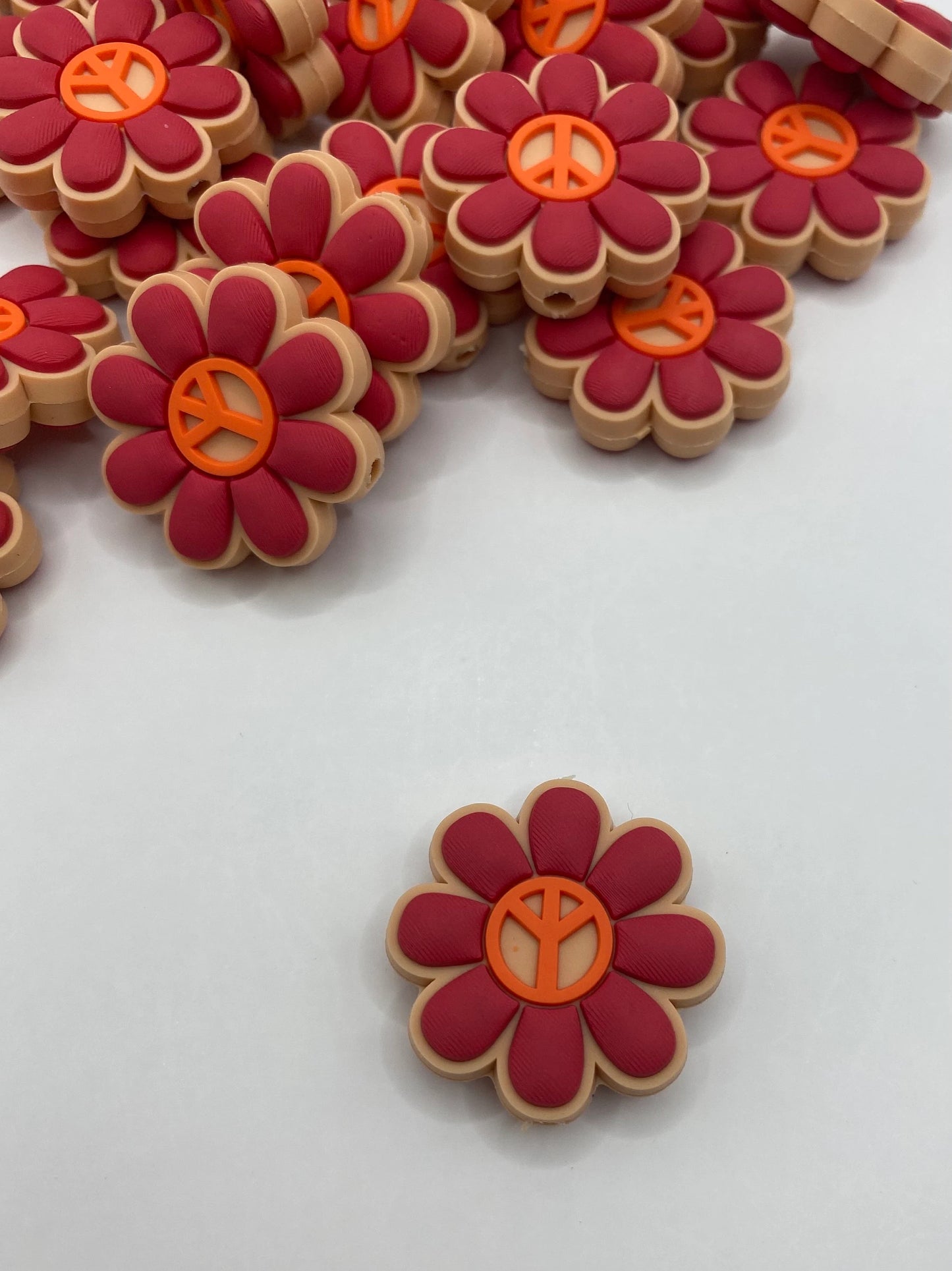 Peace Flower Silicone Focal Bead