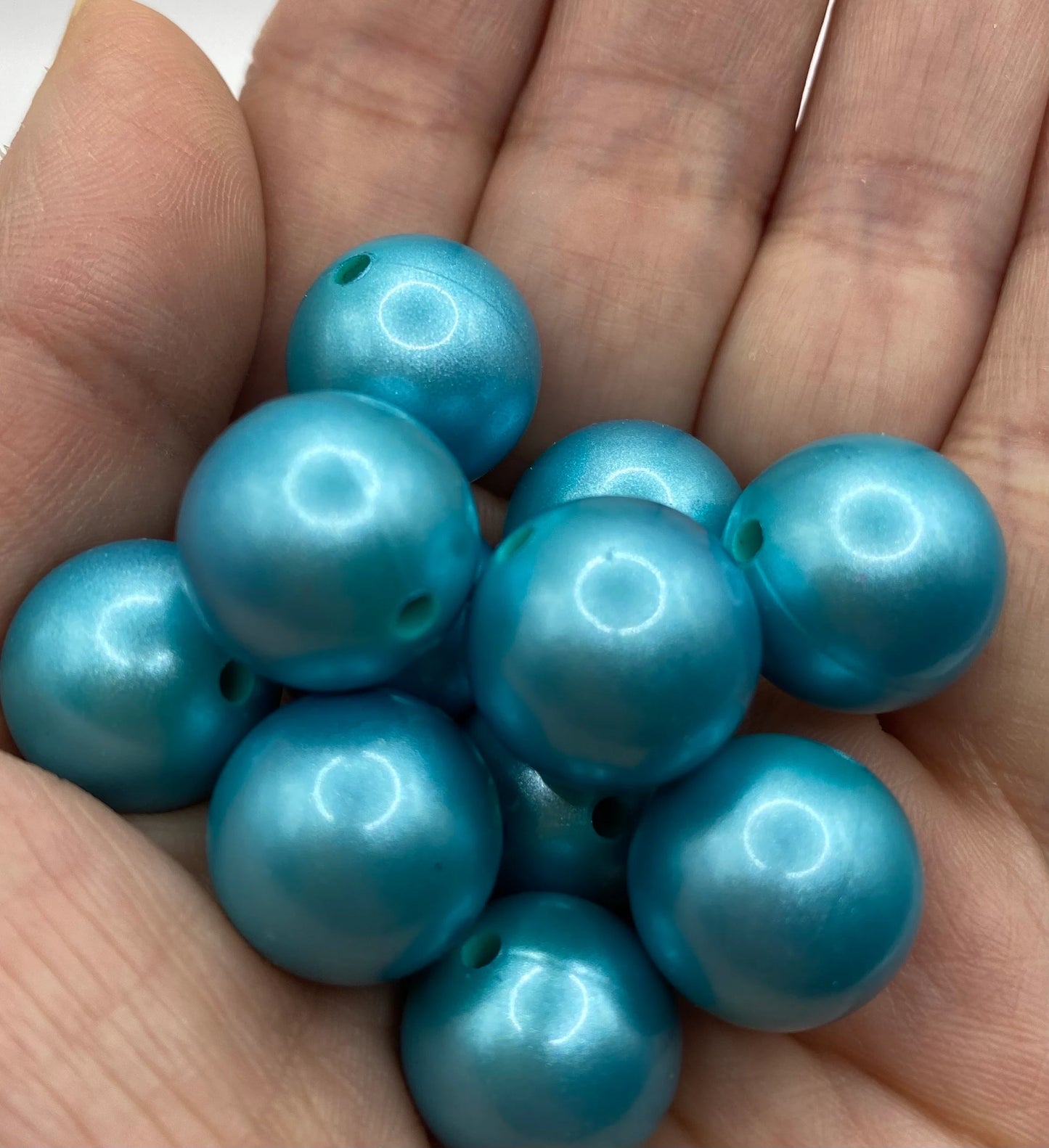 Teal Metallic Silicone Beads