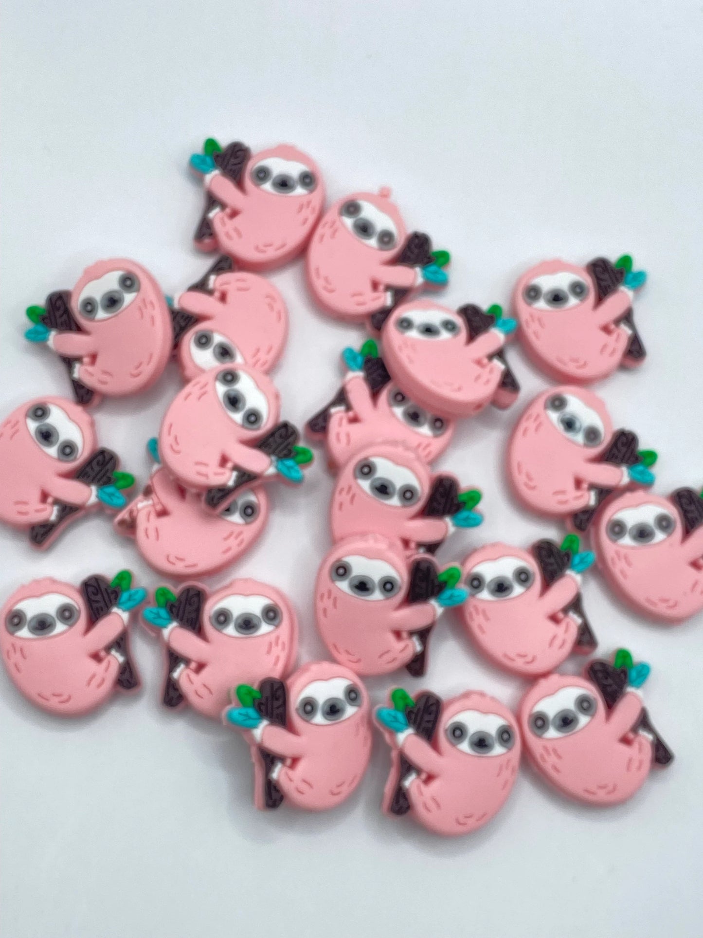 Sloth Silicone Focal Bead - pink