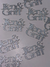 Load image into Gallery viewer, Personalized Confetti with 2 names,glitter table scatter, Bridal showers, engagement parties, weddings,anniversary, 50 pieces
