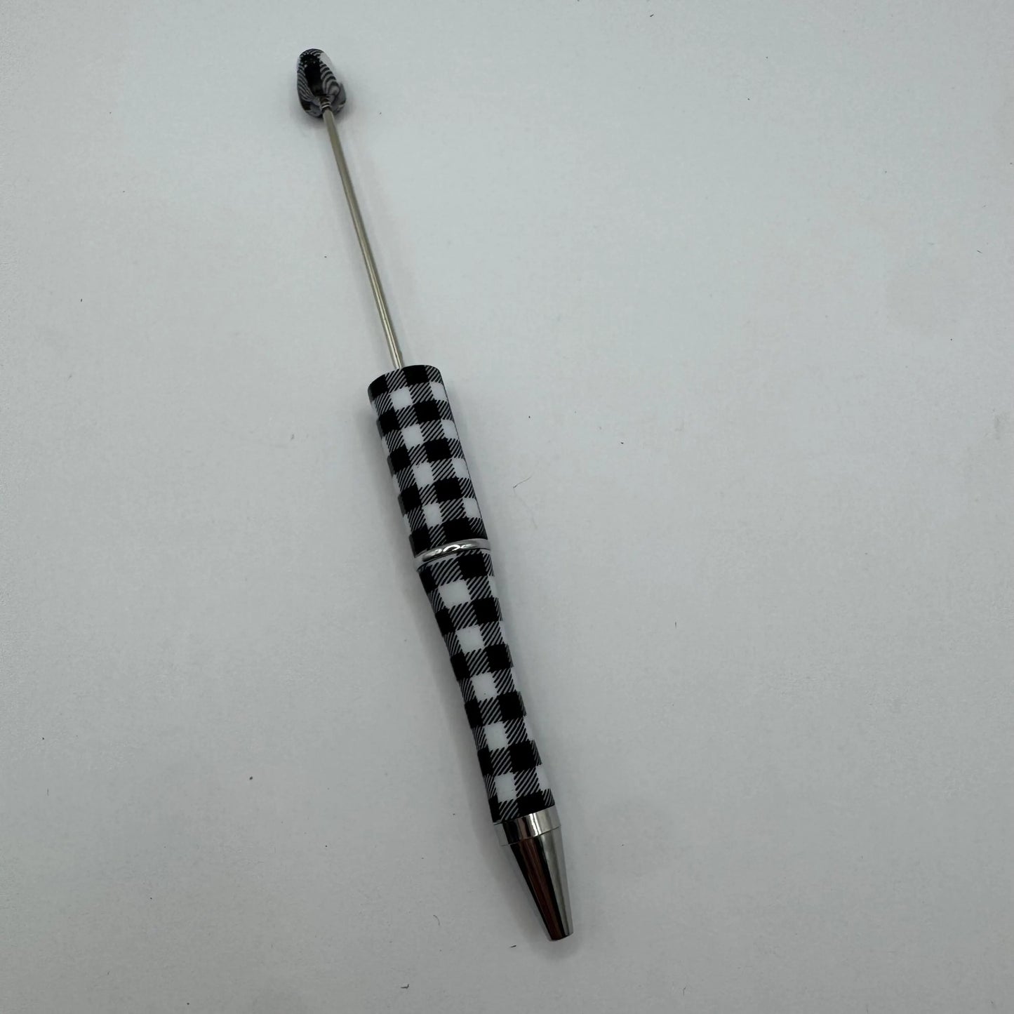 Black Plaid Beadable Plastic Pen, DIY Pen Blank