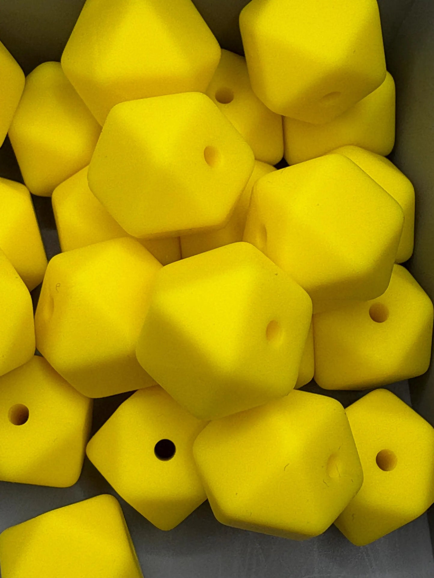 Silicone Hexagon Beads - 14mm - Yellow