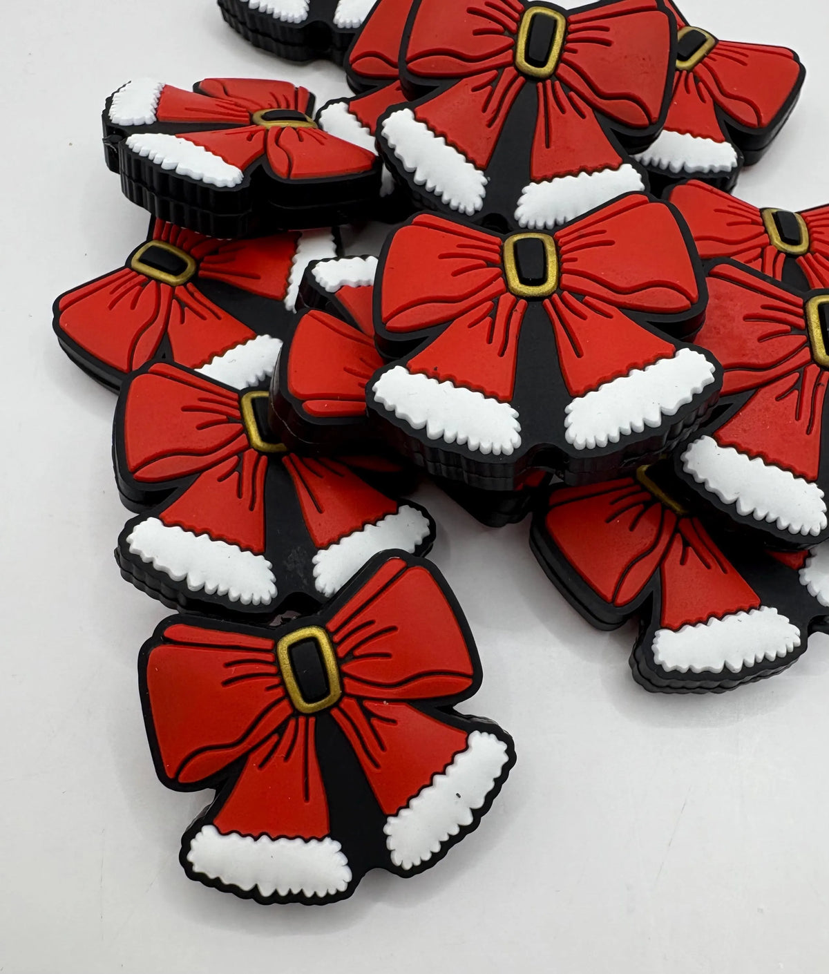 Santa Bow Silicone Focal Bead