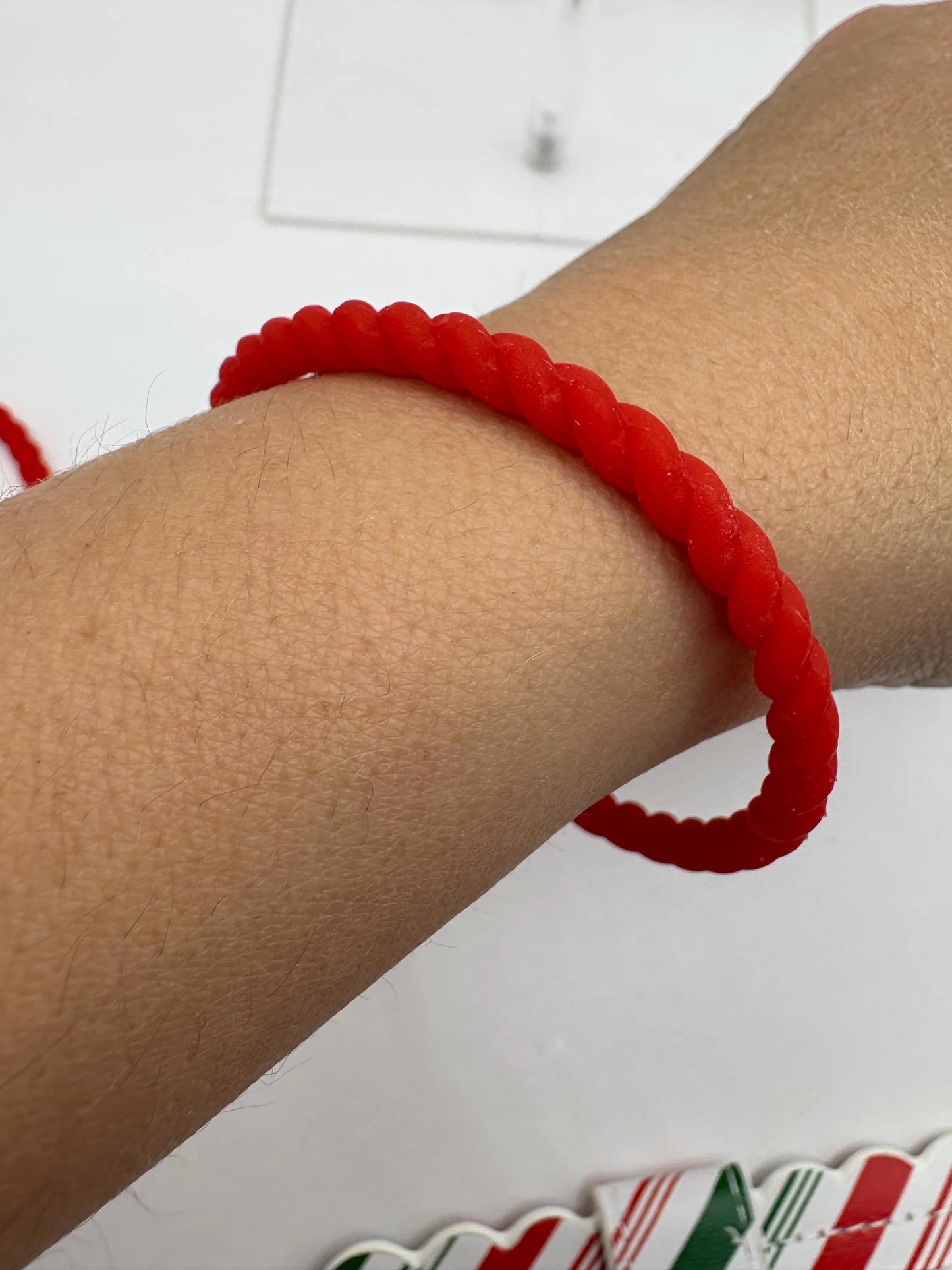Women’s Braided Silicone Bracelet - Stackable Red