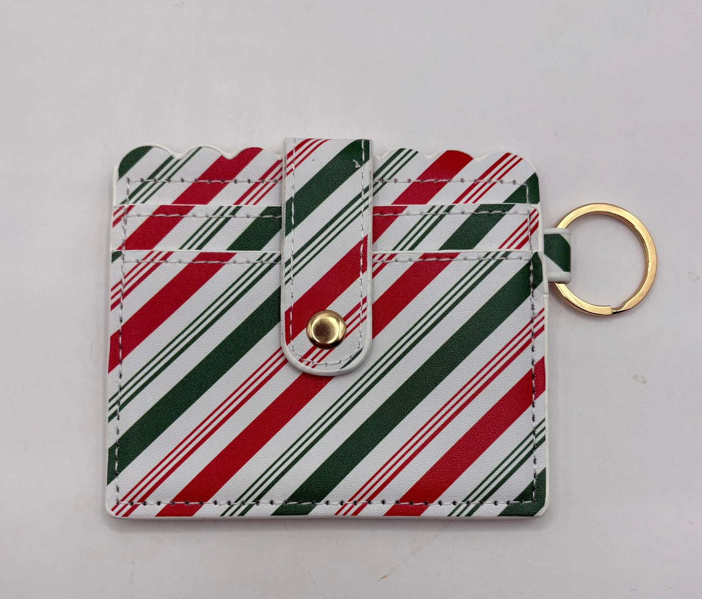 Red/Green Striped Keychain Wallet