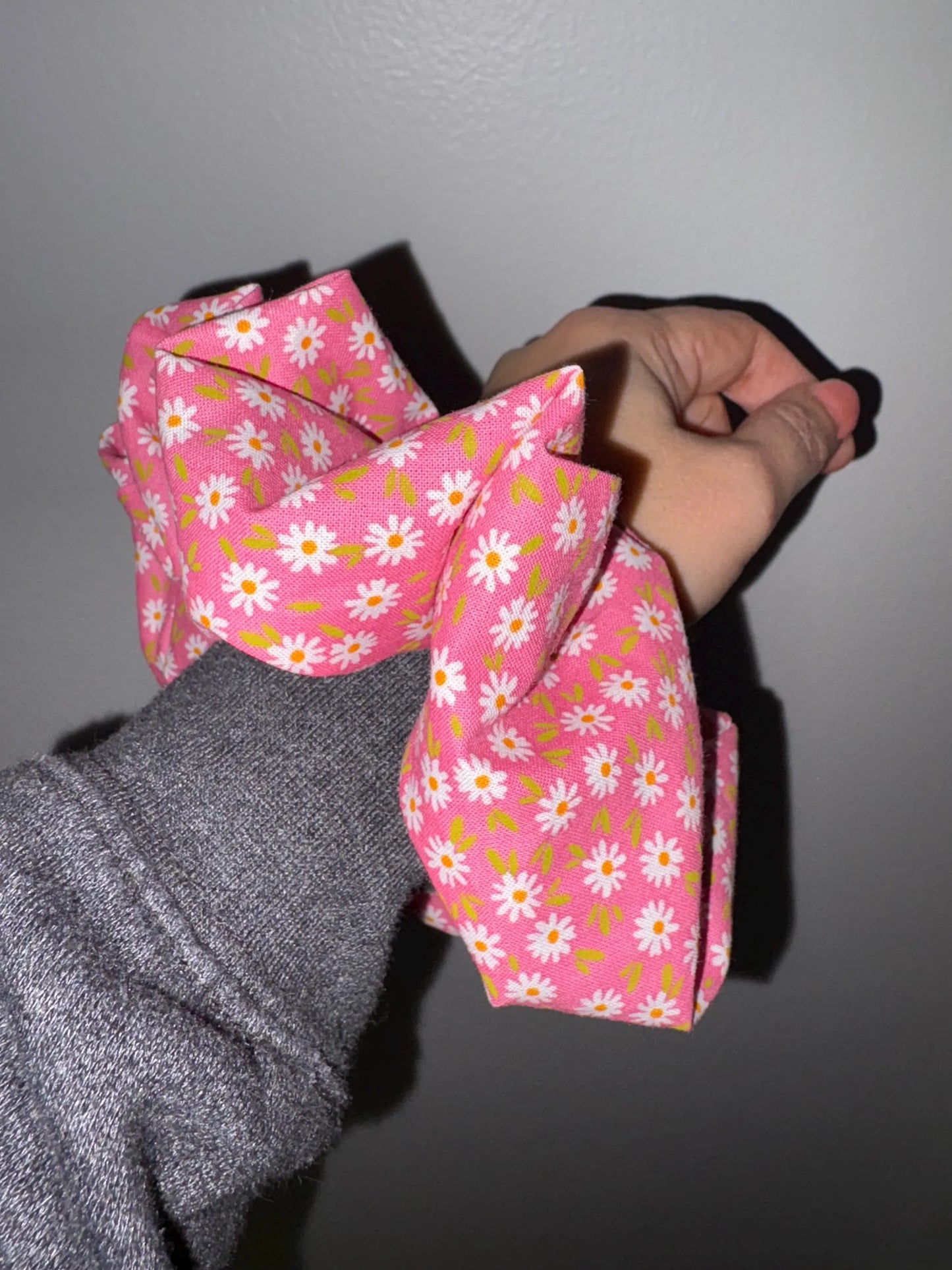 Pink Daisy Scrunchie | Handmade Oversized Hair Tie