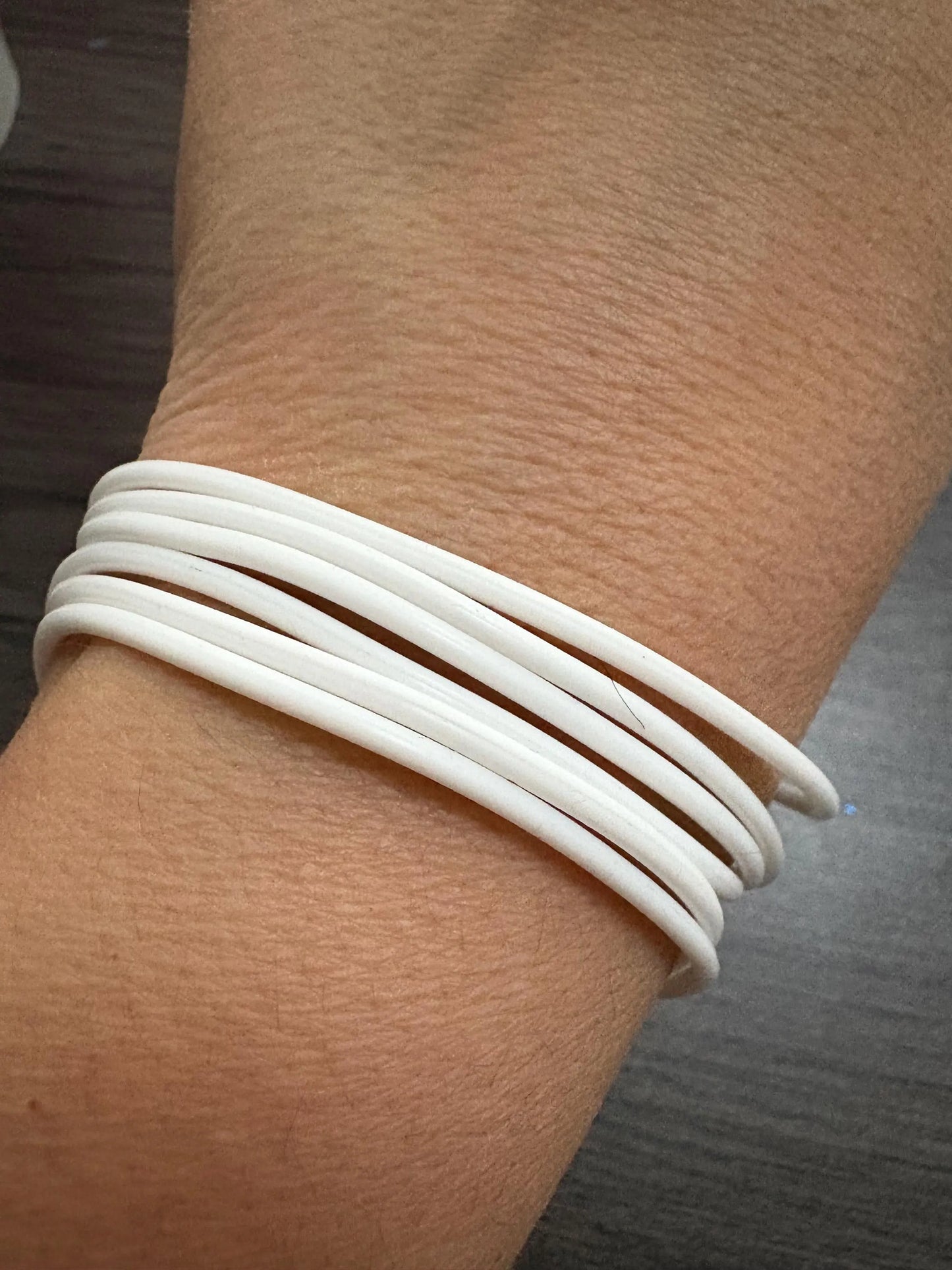 Women’s Silicone Jelly Bracelet - Stackable - set of 6 - size 8” White