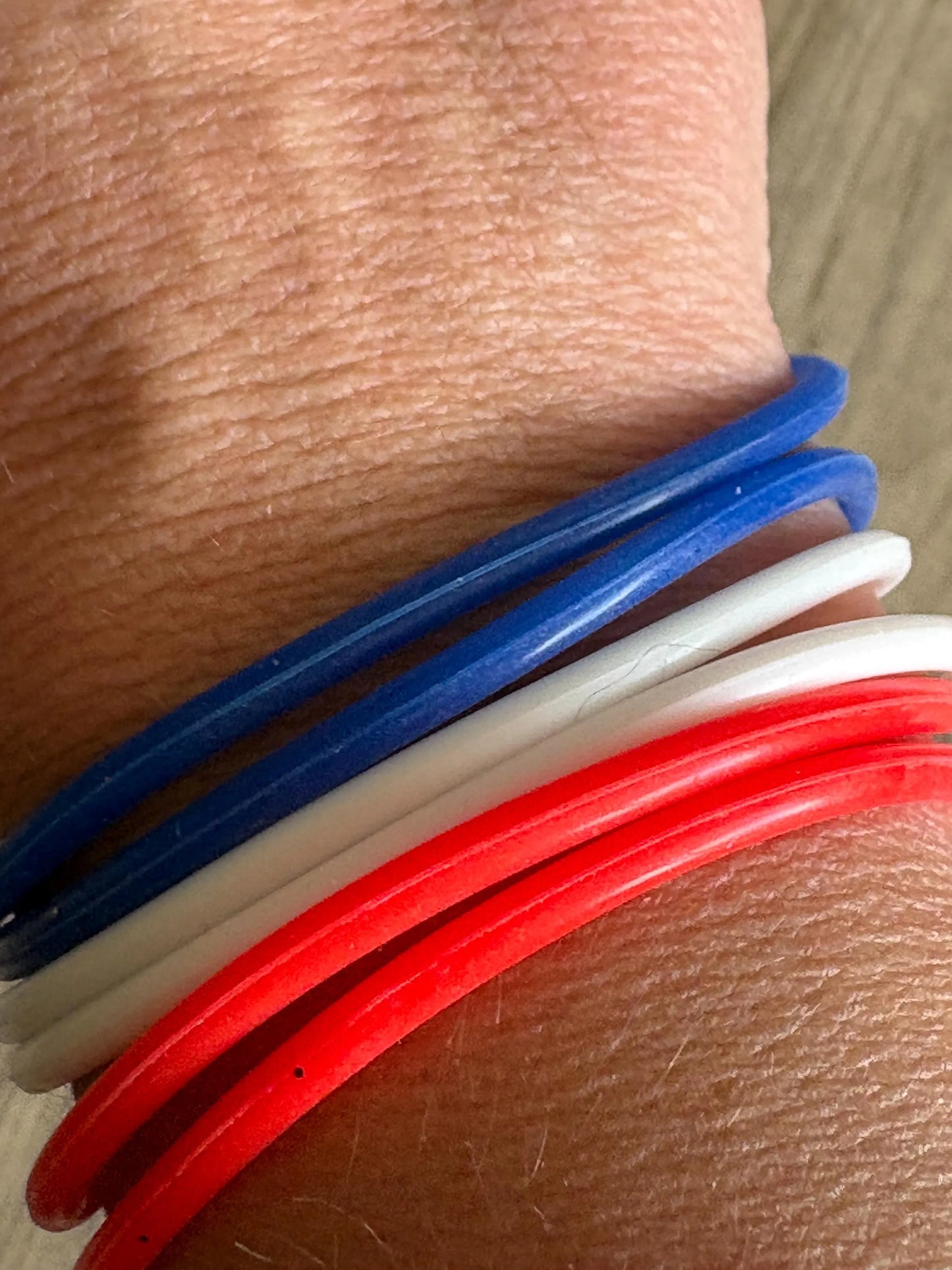 Silicone Jelly Bracelet -Red,White,Blue Stack