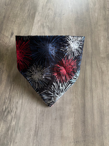 Midnight Fireworks Reversible Dog Bandana