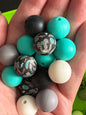 Turquoise Bow Silicone Beads Mix