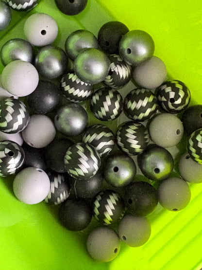 Silver Metallic Silicone Beads Mix