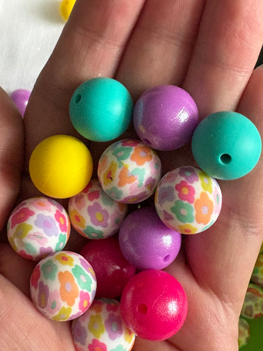 Flower Silicone Beads Mix