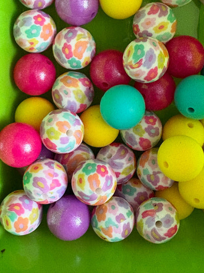 Flower Silicone Beads Mix