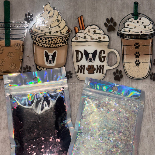 Dog Mom UV DTF 16oz cup wrap and Glitter Bundle