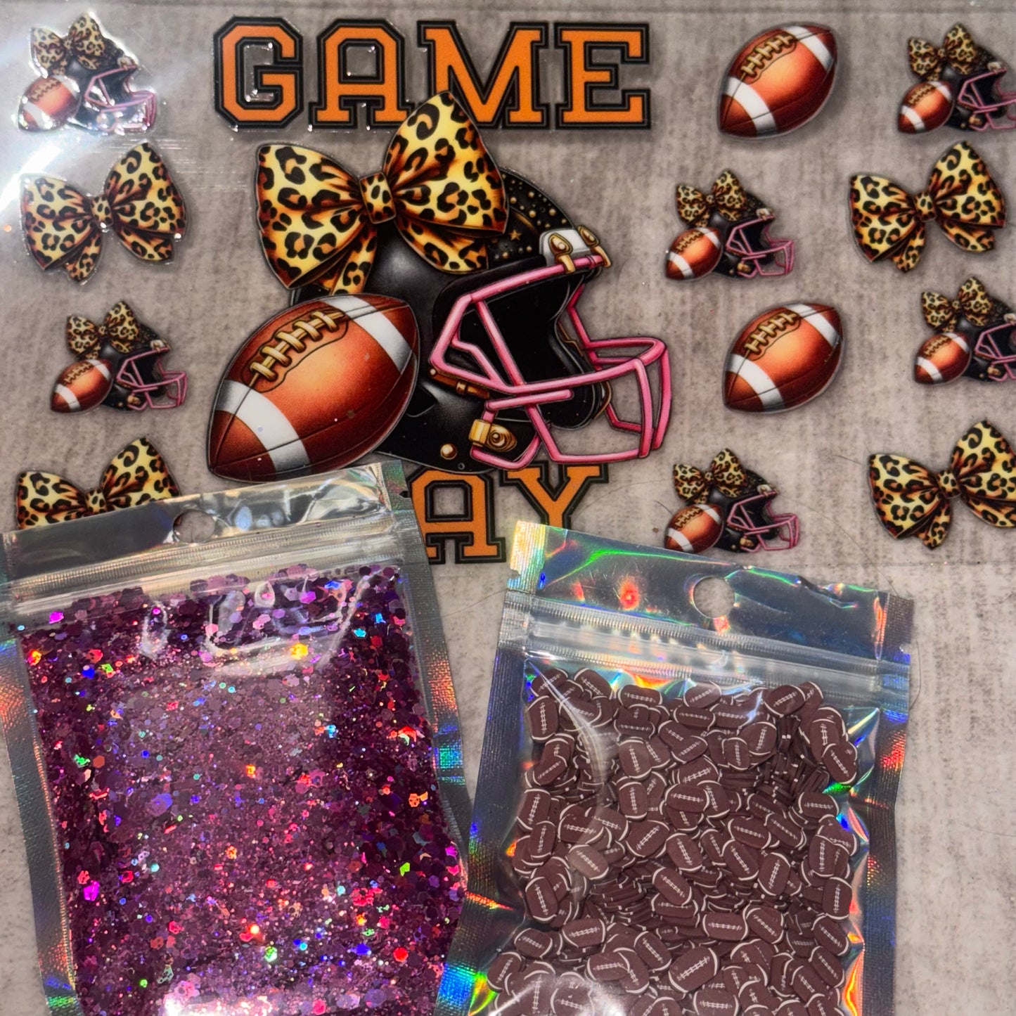 Game Day UV DTF 16oz cup wrap and Glitter/Clay Bundle