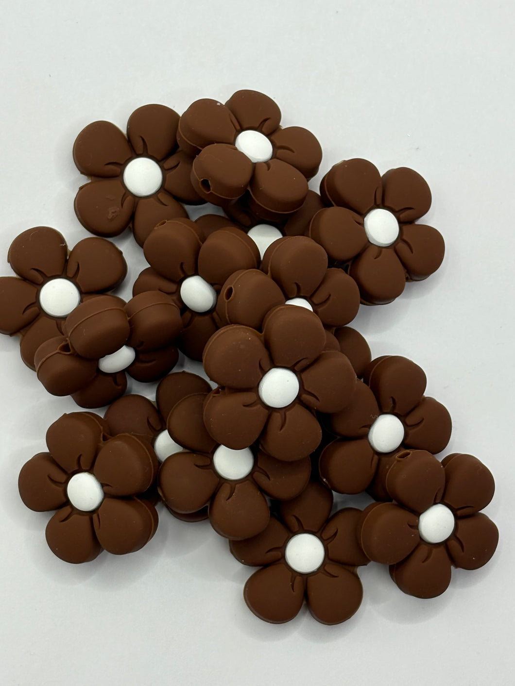 Flower Silicone Focal Bead- dark brown