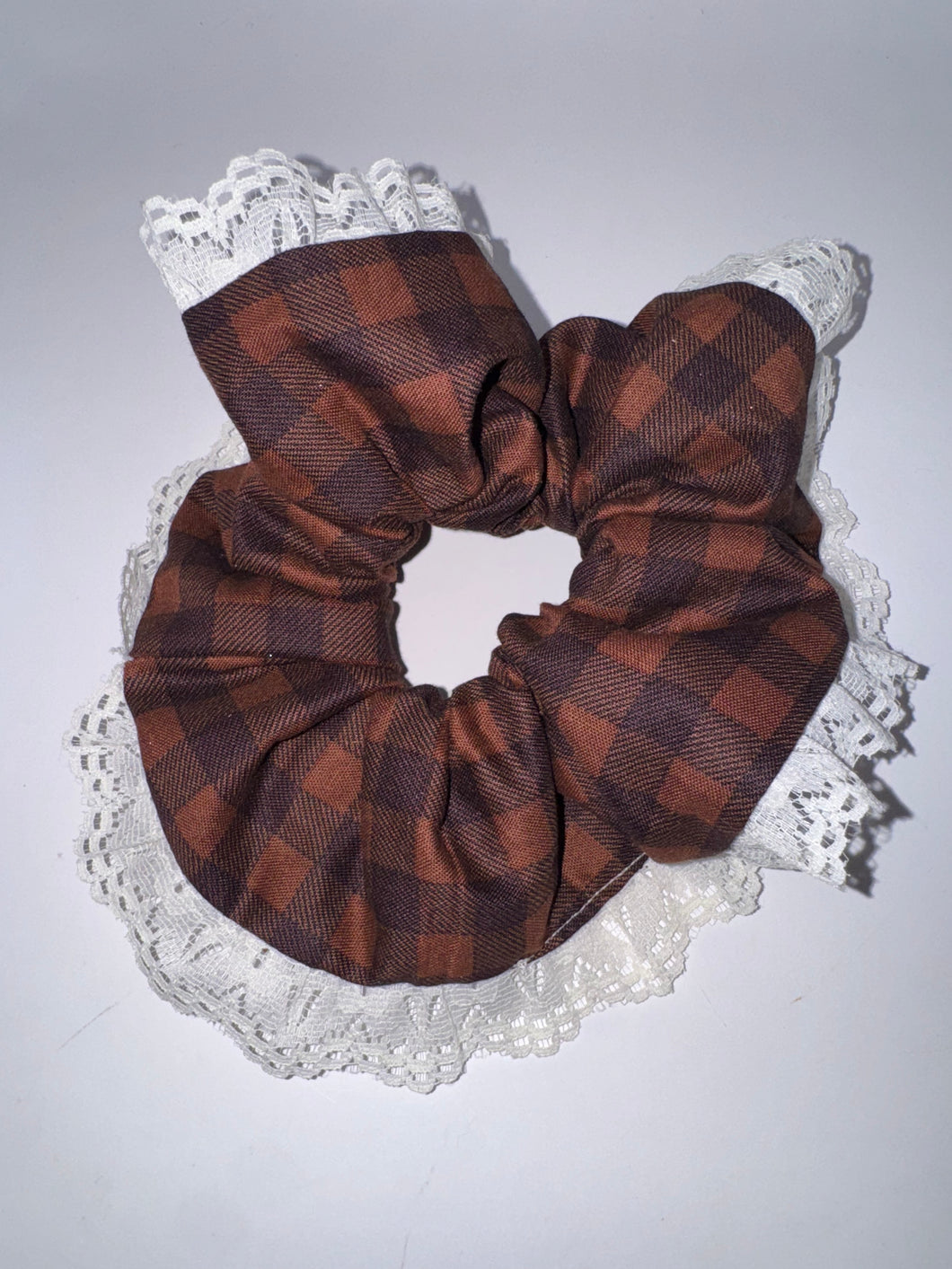 Checkered Lace Hair Scrunchie - Hair Elastic- Hair Accessories