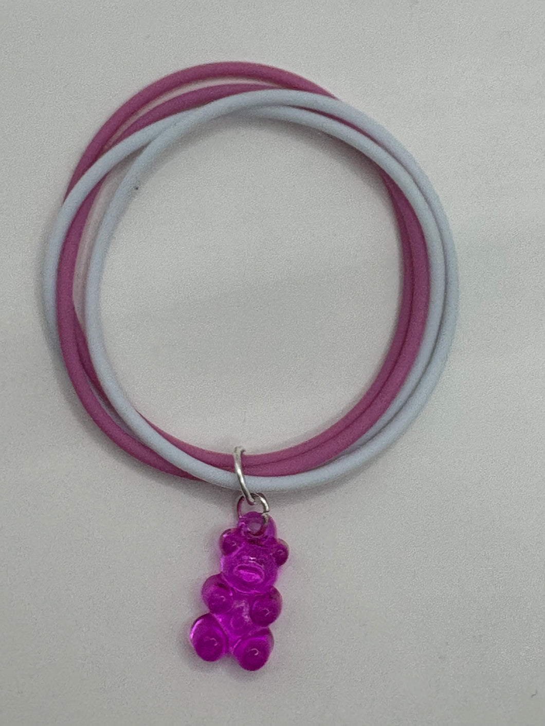 Silicone Bracelet Stack with Bear Charm size 6.5