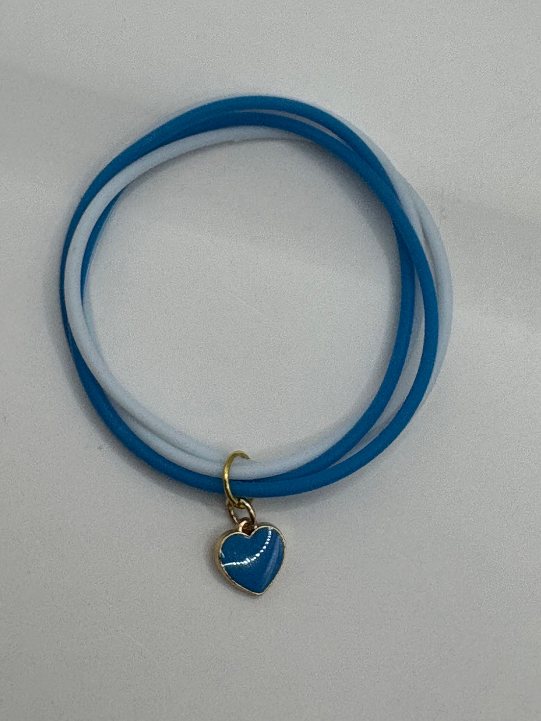 Silicone Bracelet Stack with Heart Charm size 6.5