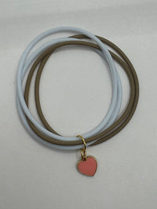 Silicone Bracelet Stack with Heart Charm size 6.5"
