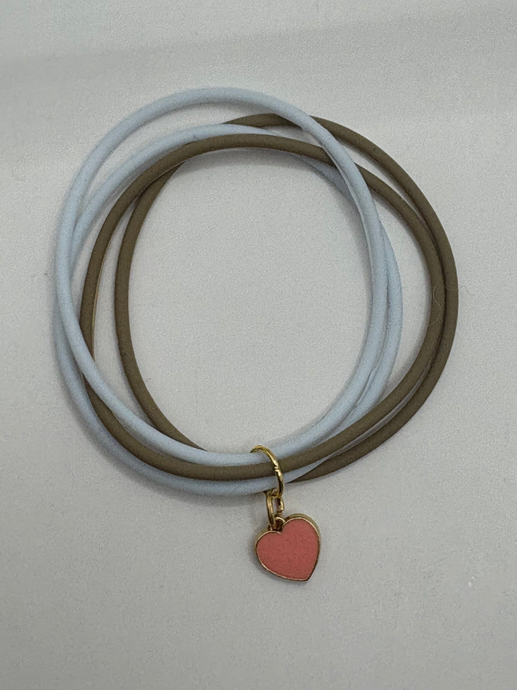 Silicone Bracelet Stack with Heart Charm size 6.5