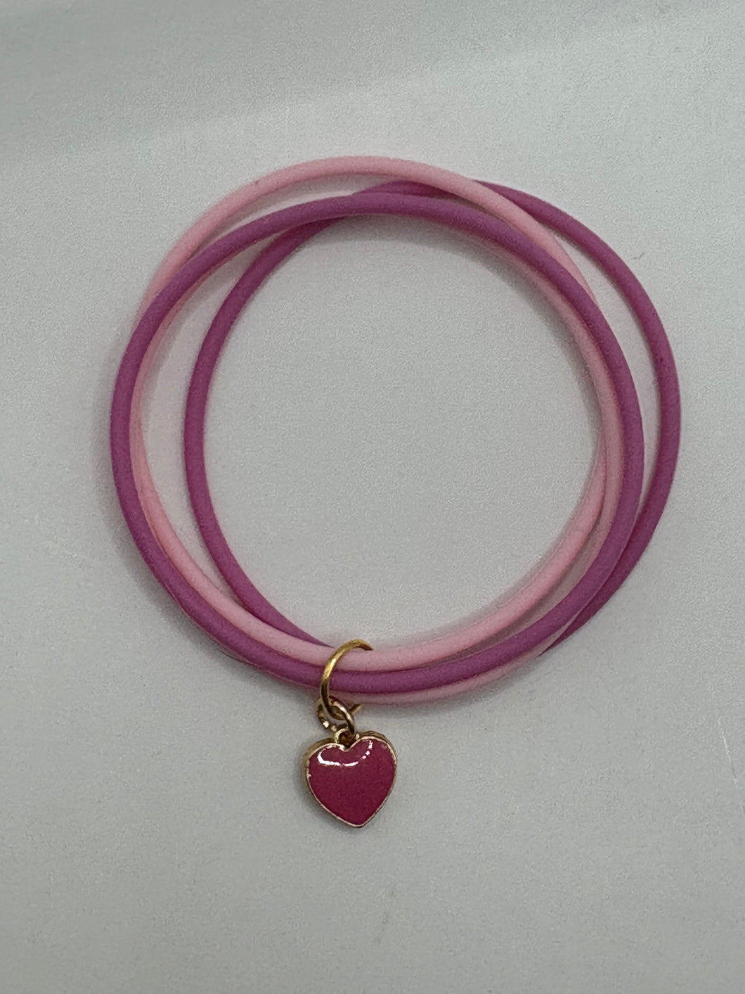 Silicone Bracelet Stack with Heart Charm size 6.5