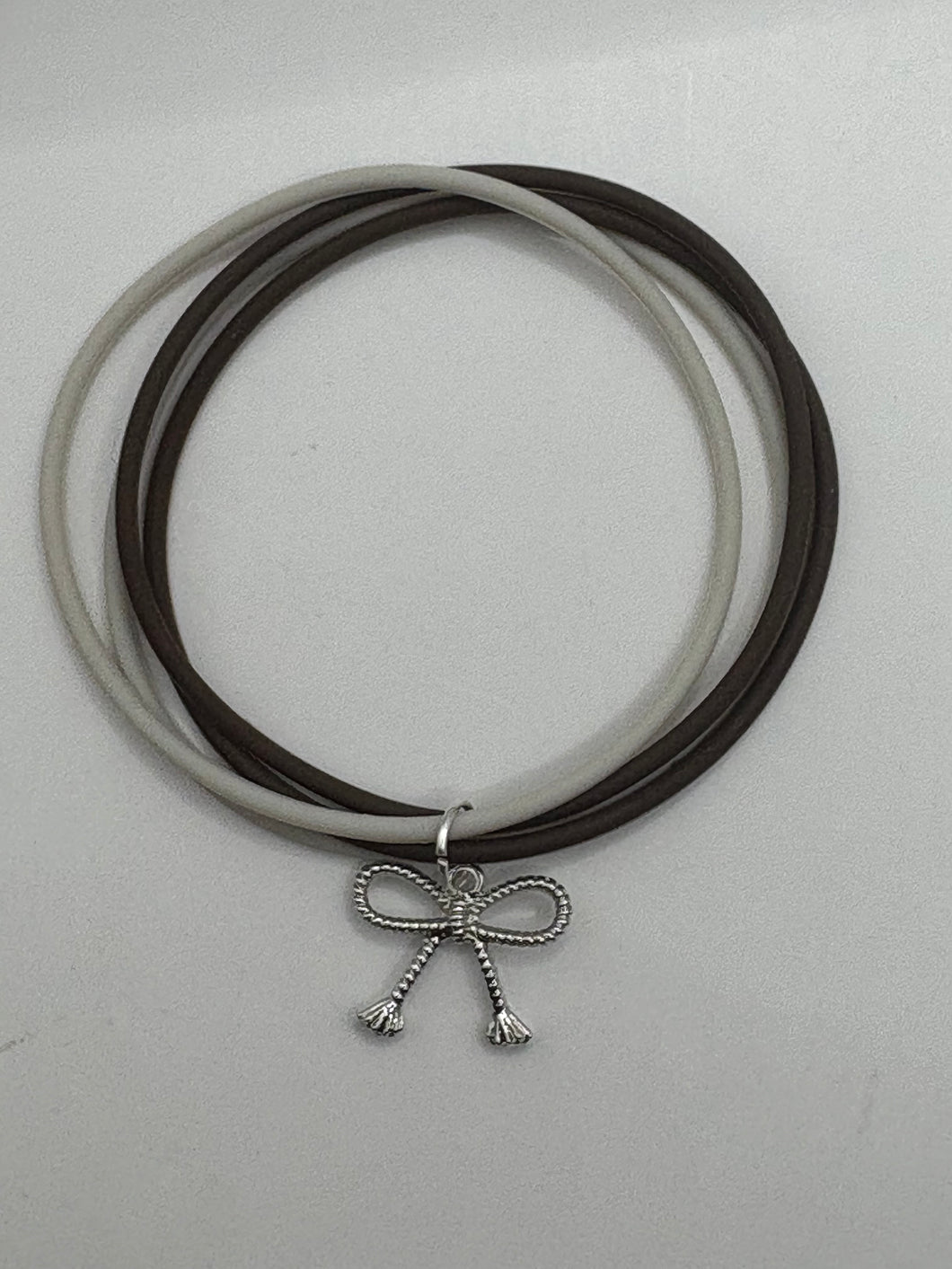 Silicone Bracelet Stack with Bow Charm size 7.5