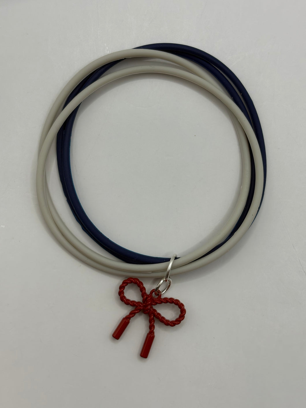 Silicone Bracelet Stack with Bow Charm size 7.5