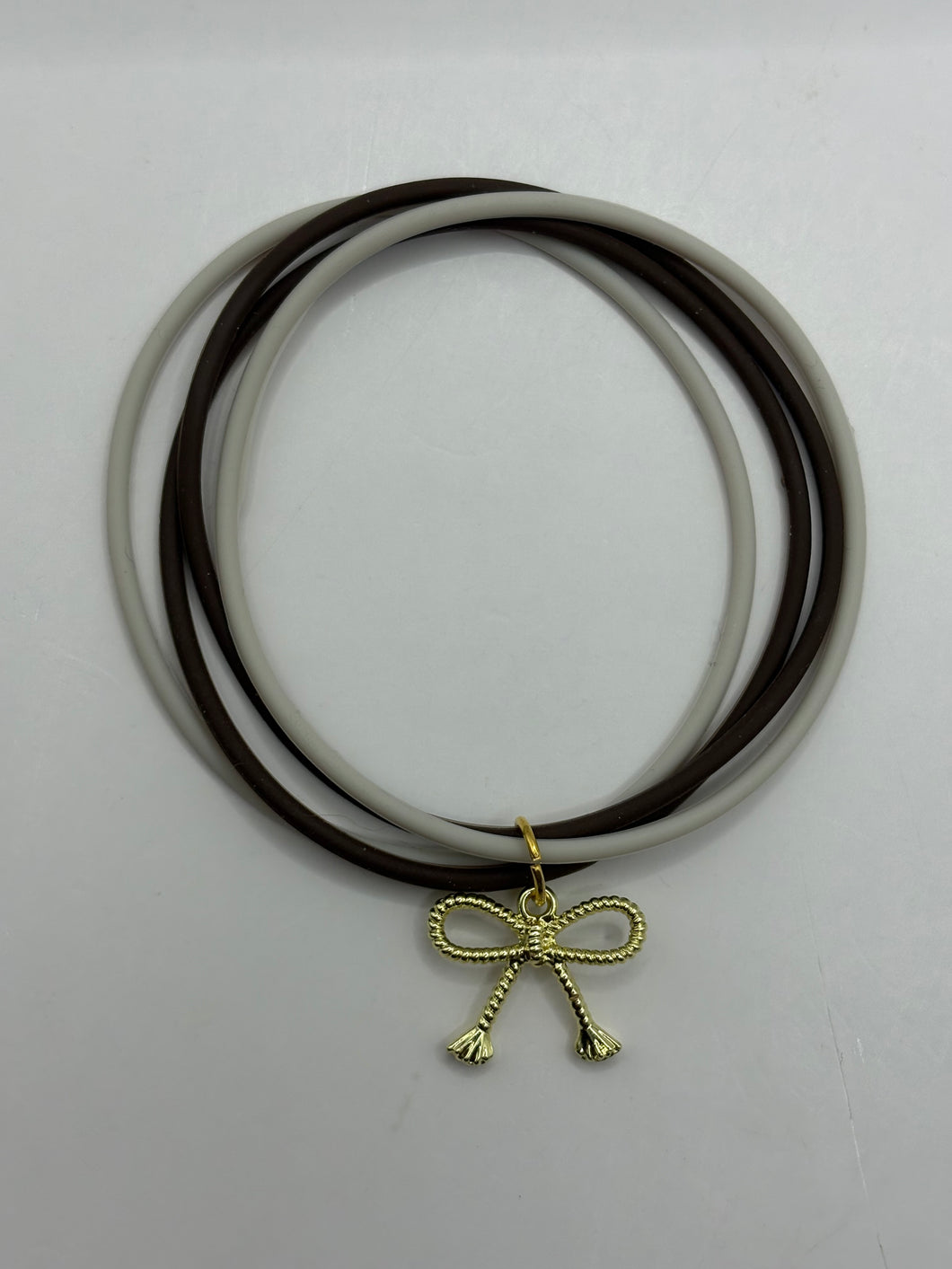 Silicone Bracelet Stack with Bow Charm size 7.5