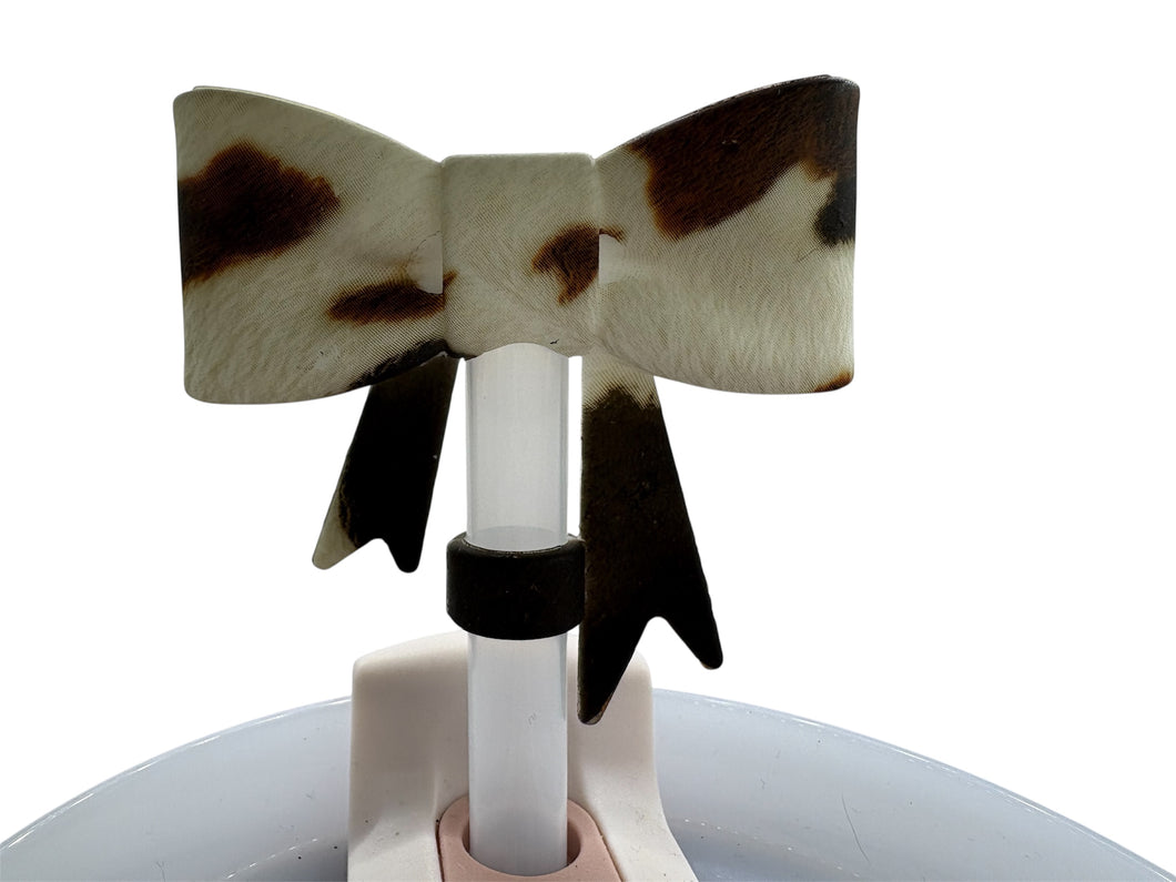 Tricolor Cowhide Bow Straw Topper