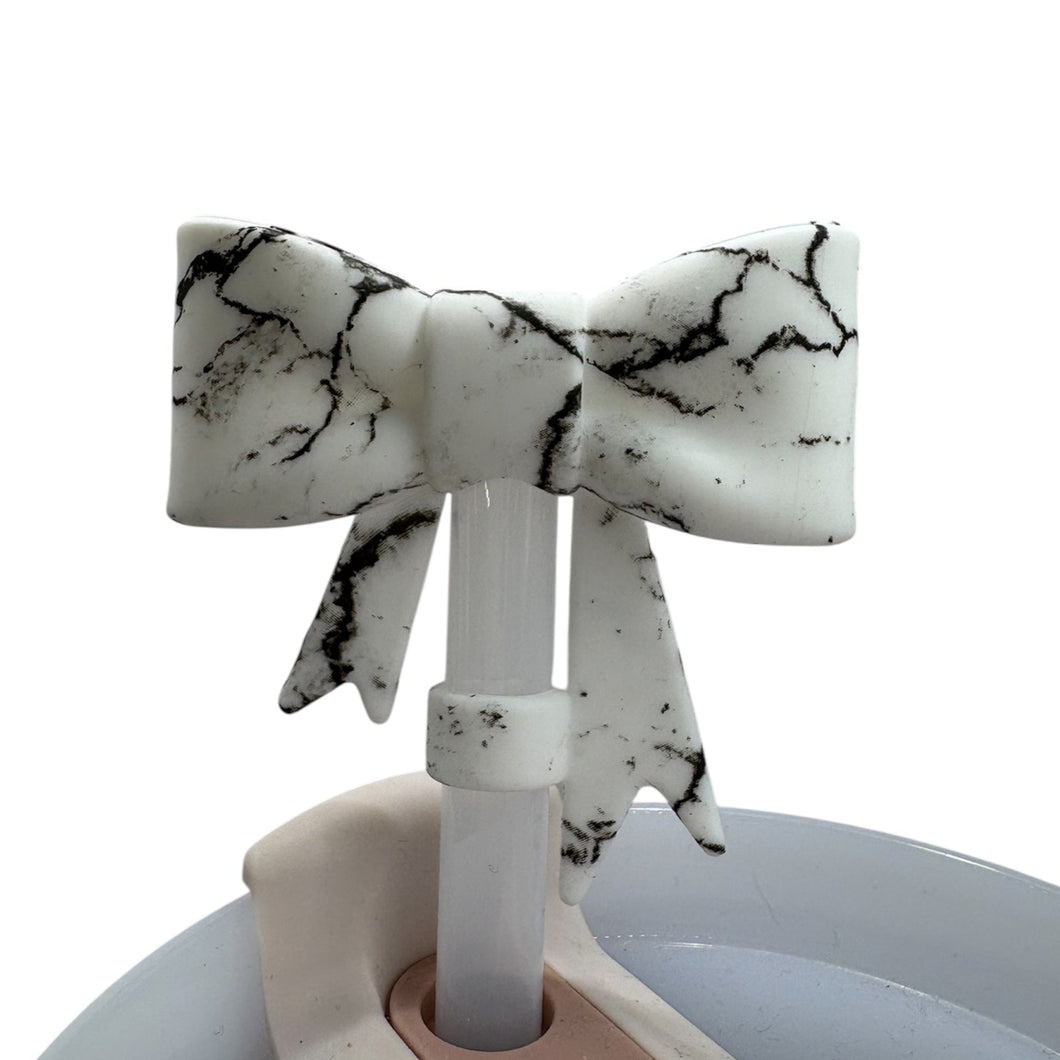 Marble Bow Straw Topper