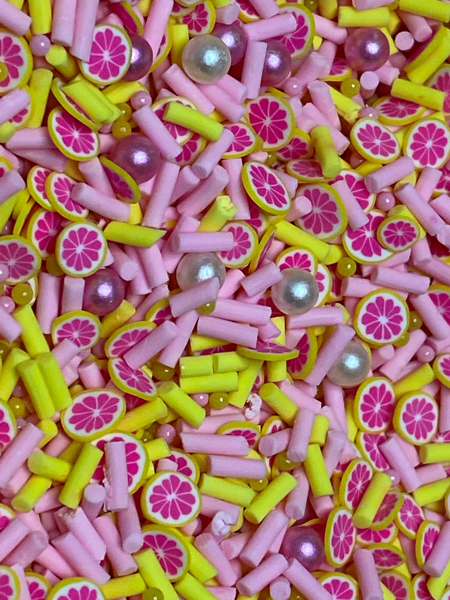 Grapefruit Clay Sprinkles and pearls