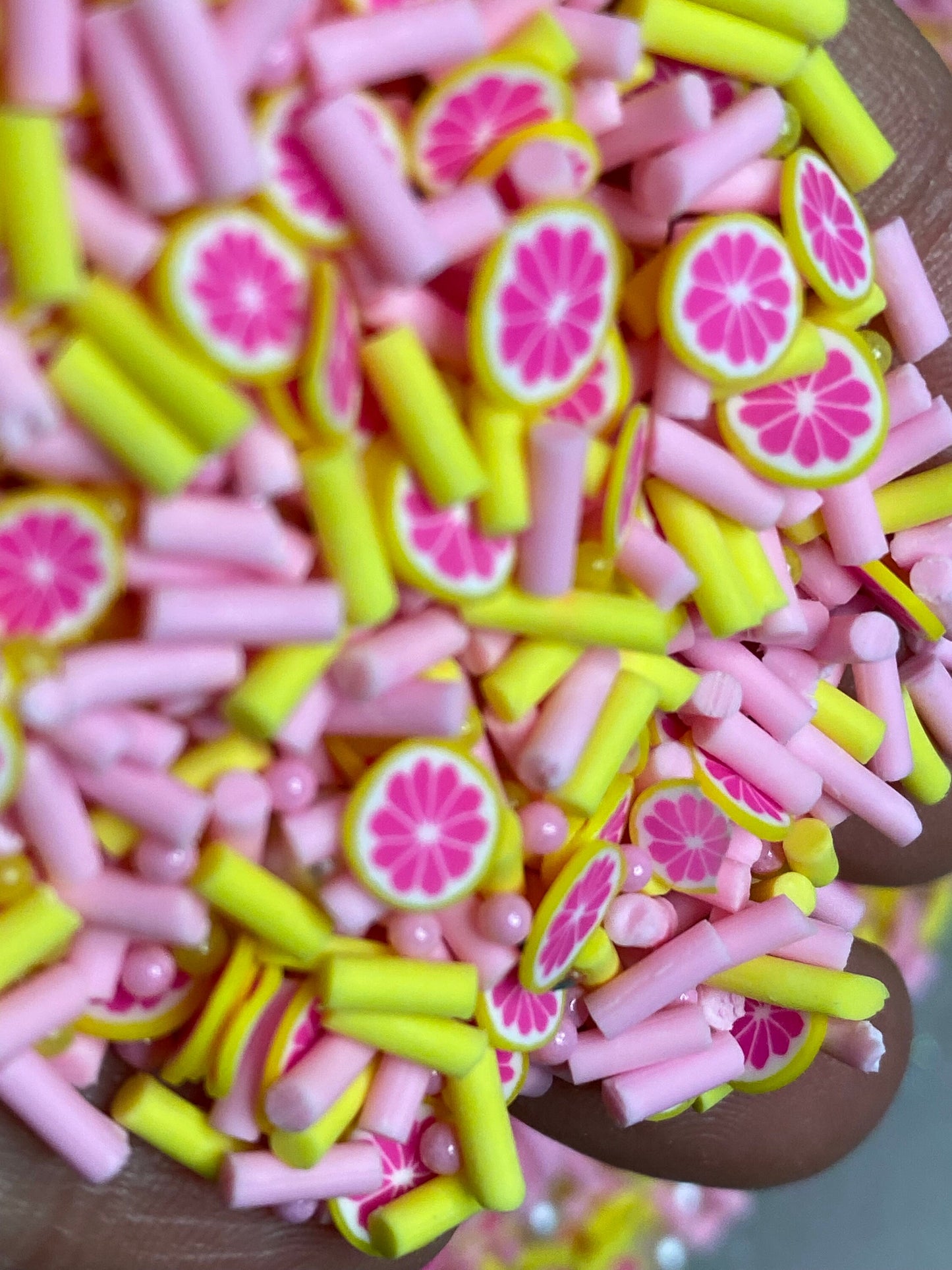 Grapefruit Clay Sprinkles and pearls