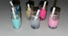 Load image into Gallery viewer, Resin Boba Tea Drink with Straw Charms -5 pieces
