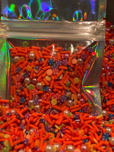 Tiny Orange Polymer Clay Sprinkles, with Pearls  Mix 0.5 oz bag