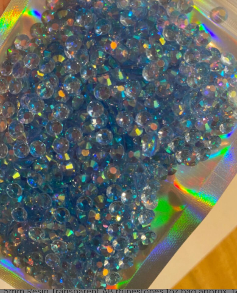 5mm Resin Transparent AB rhinestones Light Blue