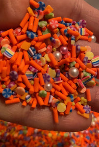 Tiny Orange Polymer Clay Sprinkles, with Pearls  Mix 0.5 oz bag