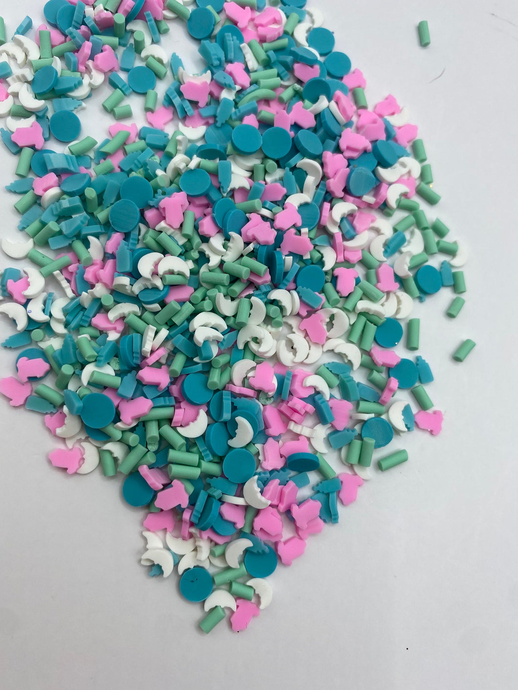 Baby Bottle and Moons Polymer Clay Slices 5mm.  0.5 oz bag