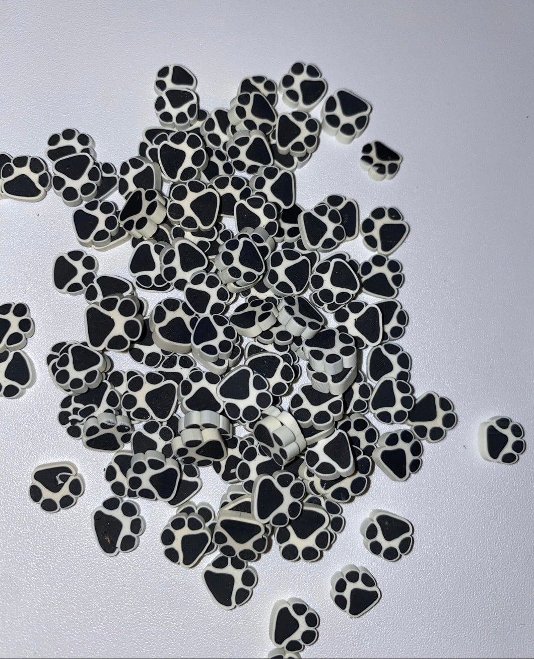 Paw Print  Polymer Clay Slices  10mm.  0.5 oz bag