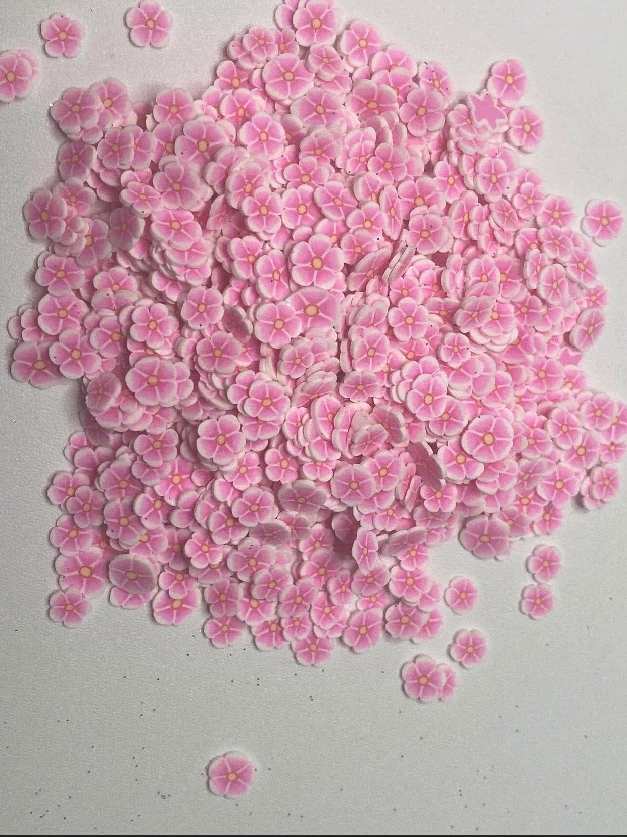 Pink Flowers Polymer Clay Slices