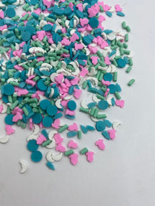 Baby Bottle and Moons Polymer Clay Slices 5mm.  0.5 oz bag