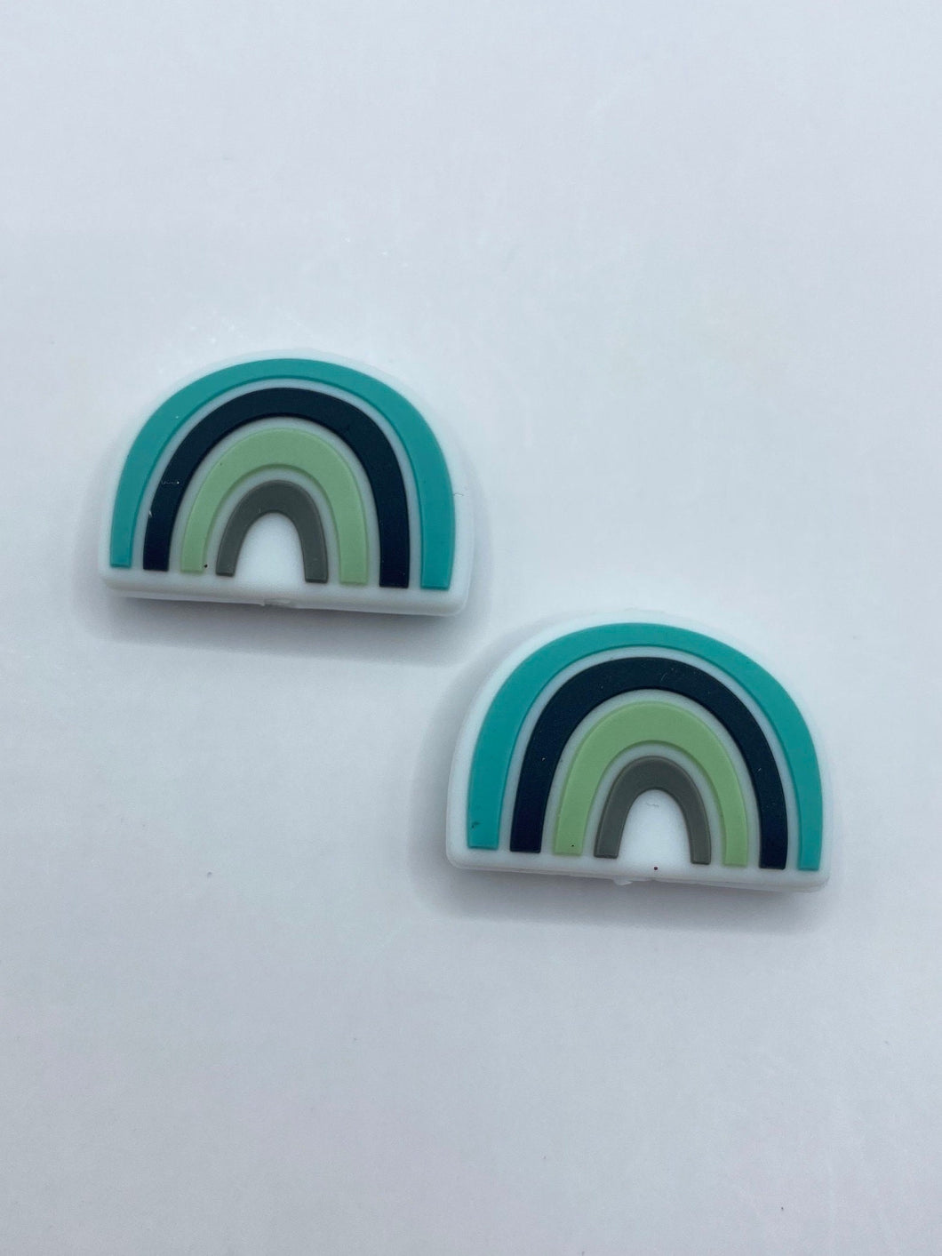 2 Rainbow  Silicone Focal Beads