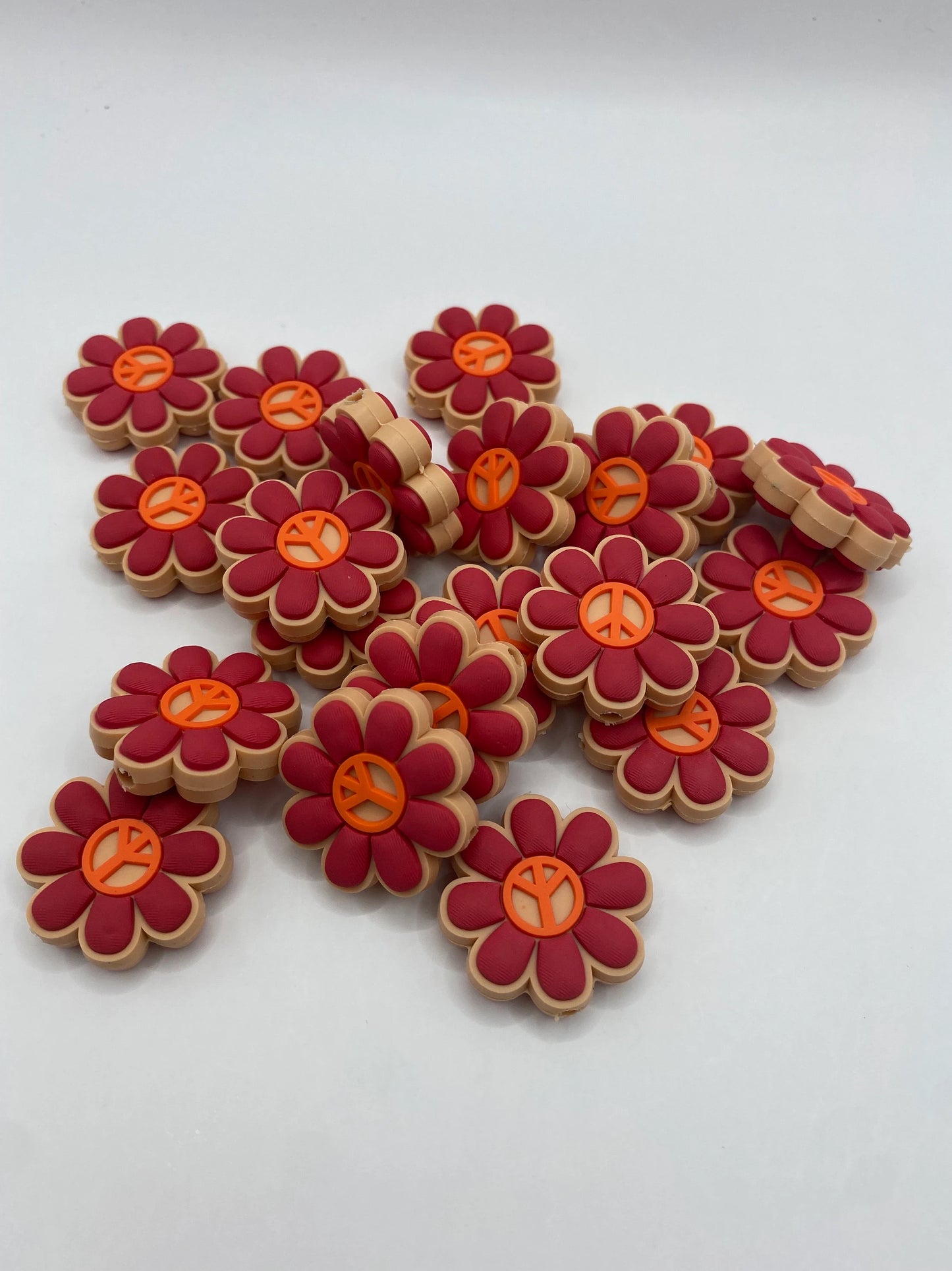 Peace Flower Silicone Focal Bead