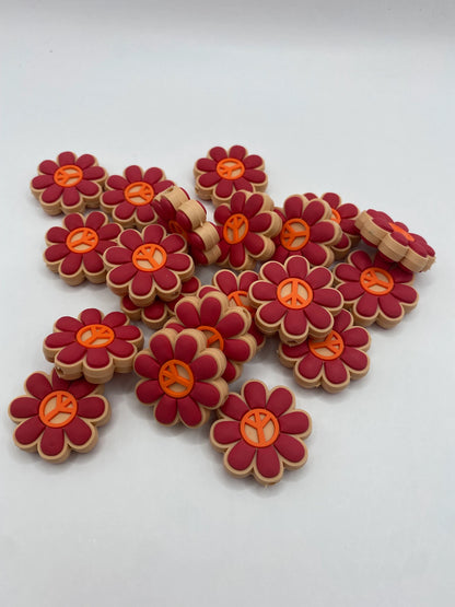 Peace Flower Silicone Focal Bead