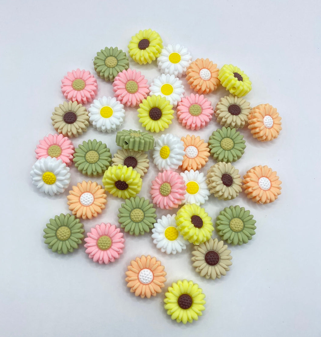Daisy Silicone Focal Bead, 20mm, choose color
