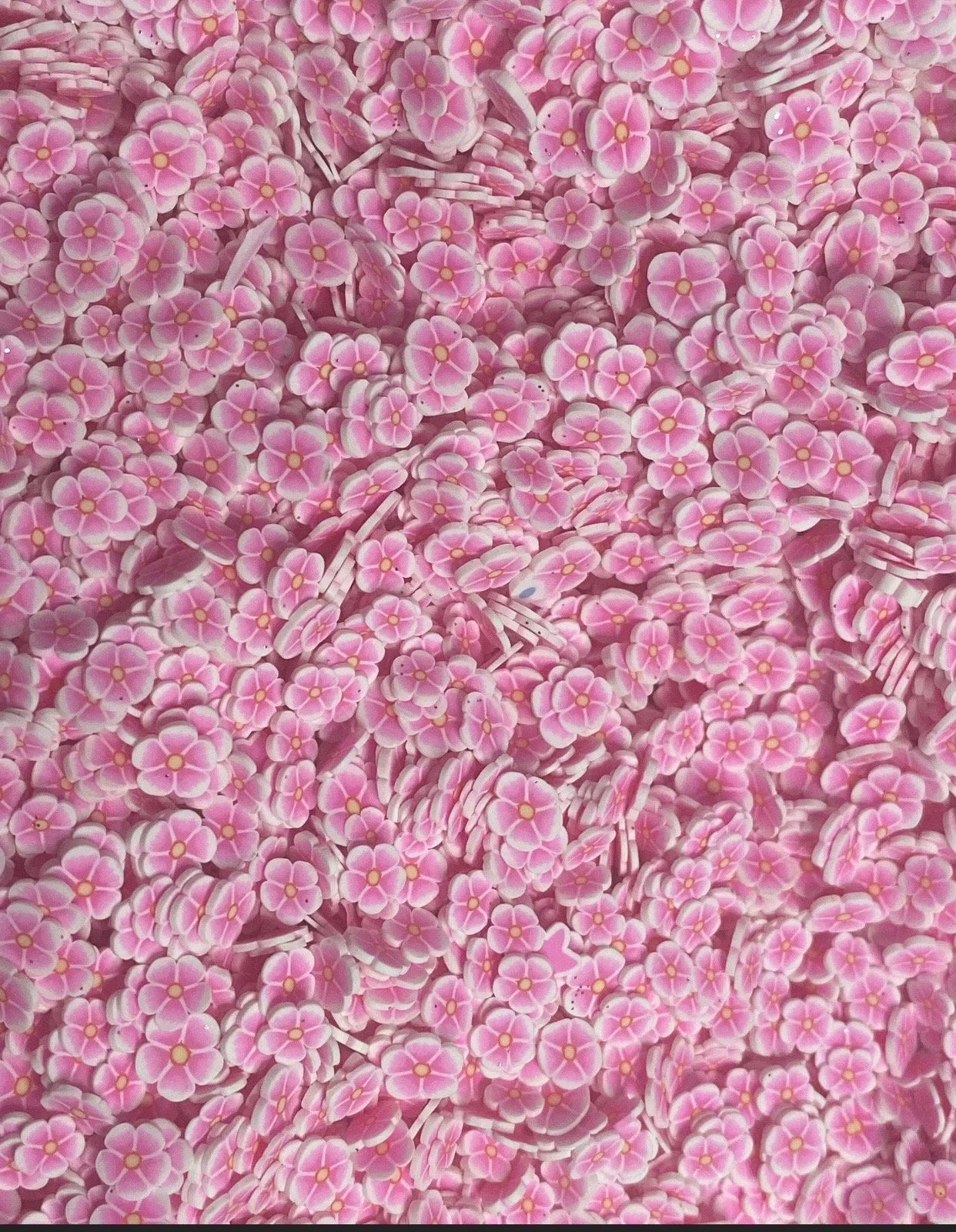 Pink Flowers Polymer Clay Slices