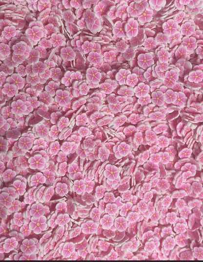 Pink Flowers Polymer Clay Slices