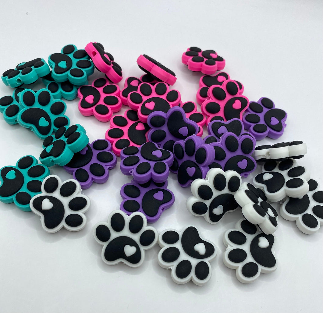 Paw Print Silicone Focal Bead