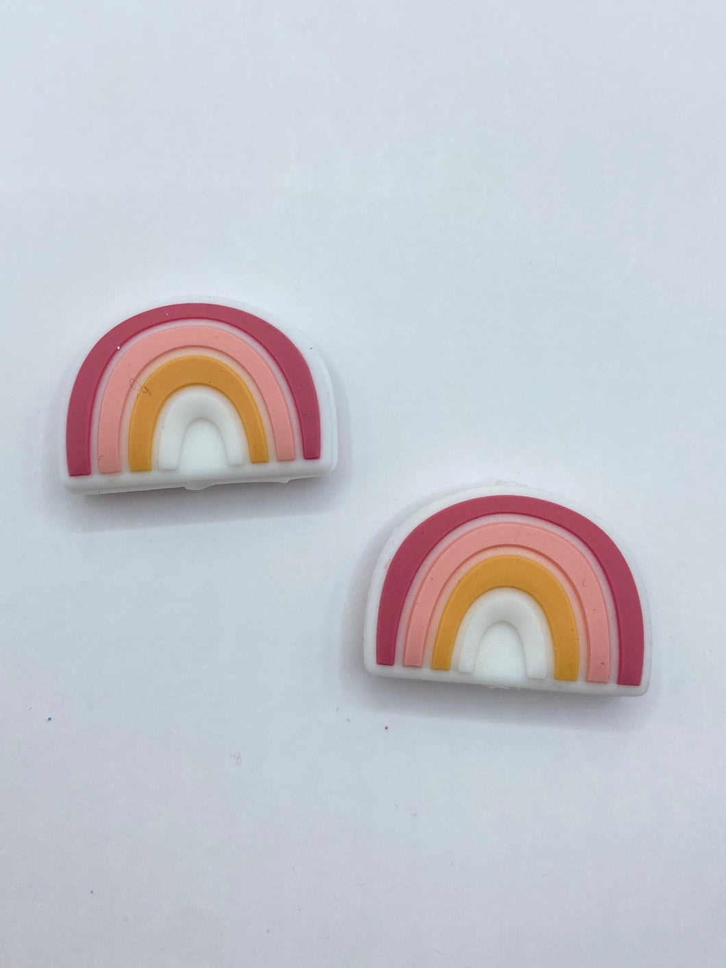 2 Pink Rainbow  Silicone Focal Beads
